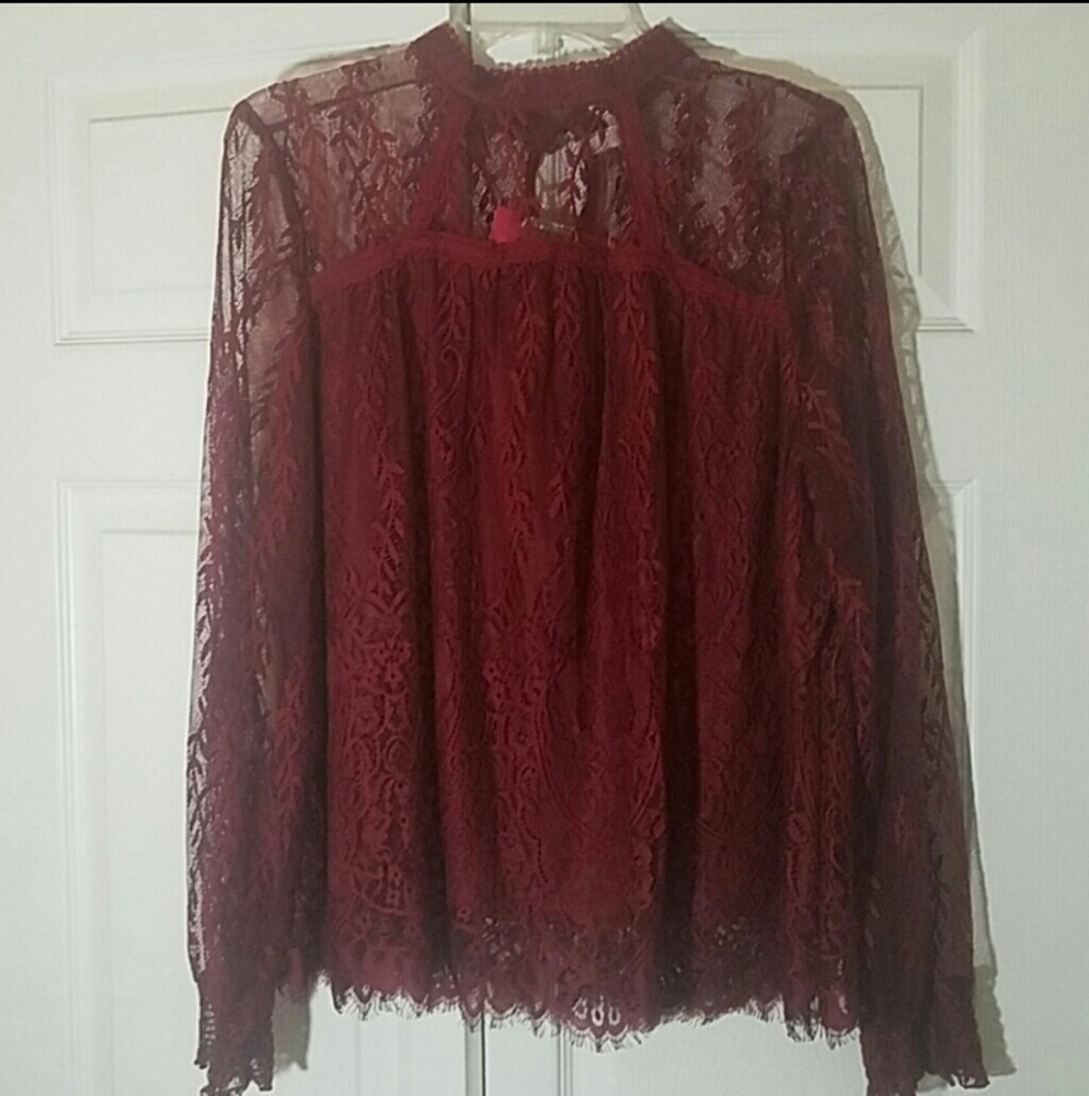 Xhilaration Merlot lace blouse.